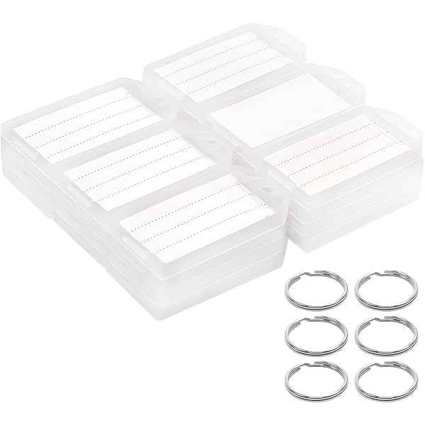 White Plastic Key Tags with Labels