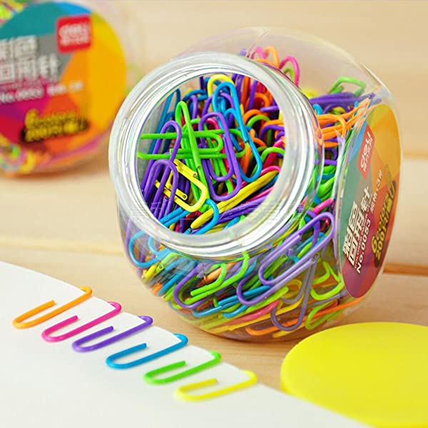 Colored Small Paper Clips Vinyl Coated, 200 Pack