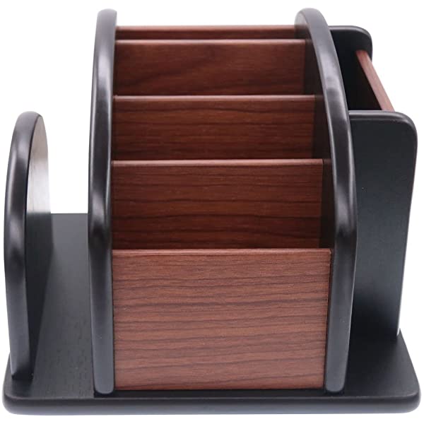 Wooden Large Spinning Remote Controls Holder Caddy for Table