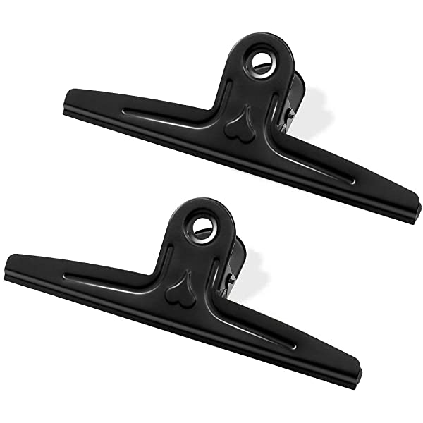 Coideal XXL Bull Clips Extra Large, 2 Pack 1 Foot Long Stainless Steel Jumbo Giant Paper Clamps (Black)
