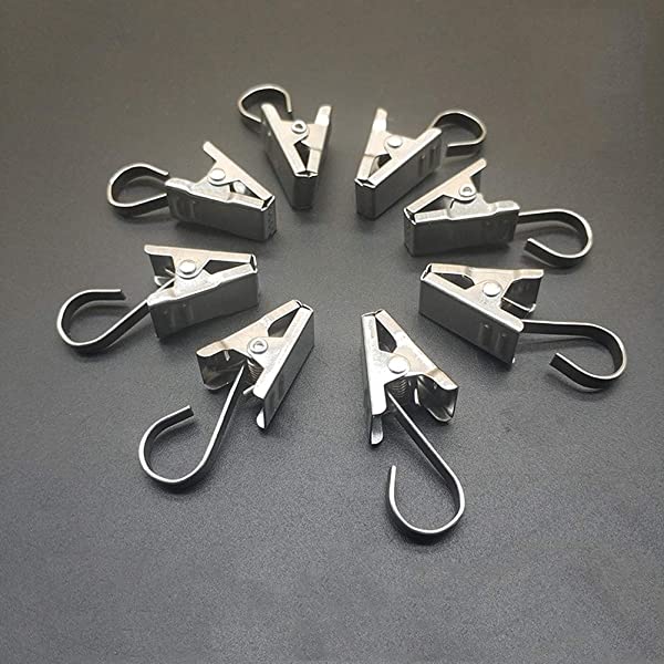 Stainless Steel Curtain Clips Hooks, 100 Pack