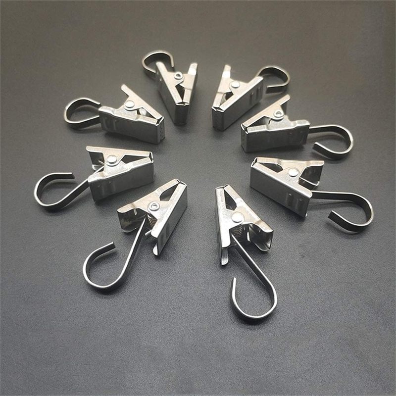 Stainless Steel Curtain Clips Hooks, 100 Pack